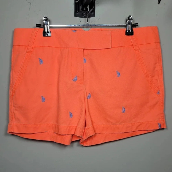 J. Crew Novelty Print Sail Boat Chino Broken-In Cotton Shorts sz 6 - Picture 2 of 7